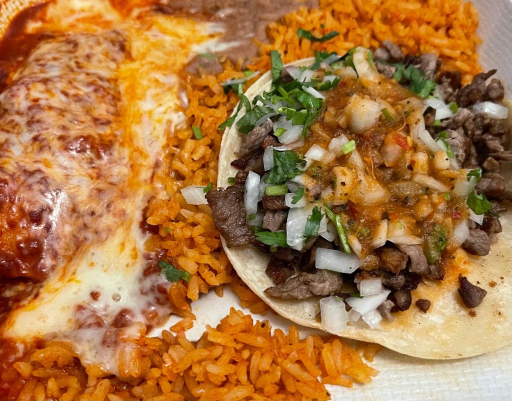 Taco and enchilada combination platter