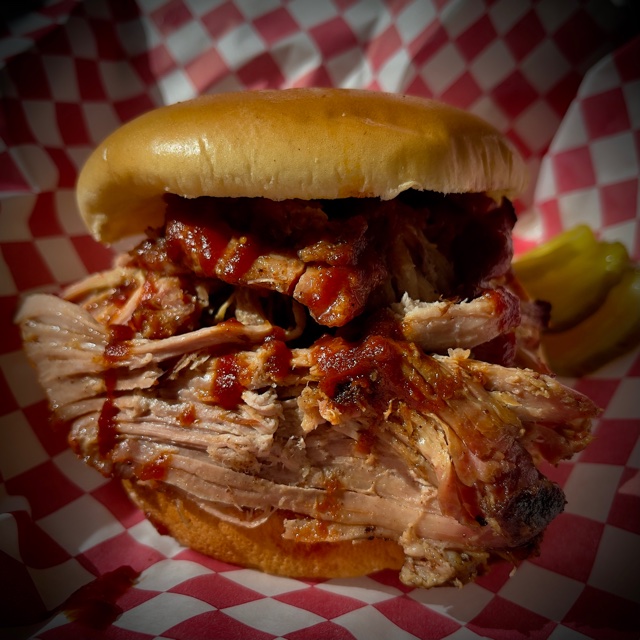 Pulled pork sandwich from Blazin’ Bayou BBQ Stand